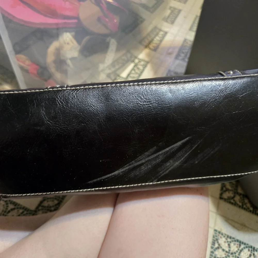 Black Studded Leather Handbag - Picture 3 of 5